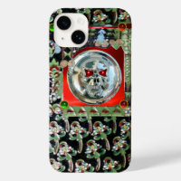 CHROME SKULL BLACK GREEN RED GEM STONES Damask