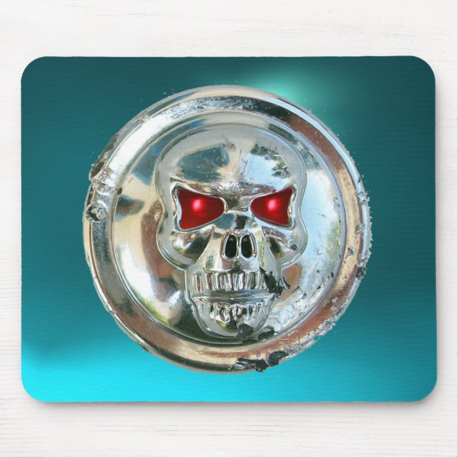 CHROME SKULL , Blue Aquamarine Mouse Mat (Front)