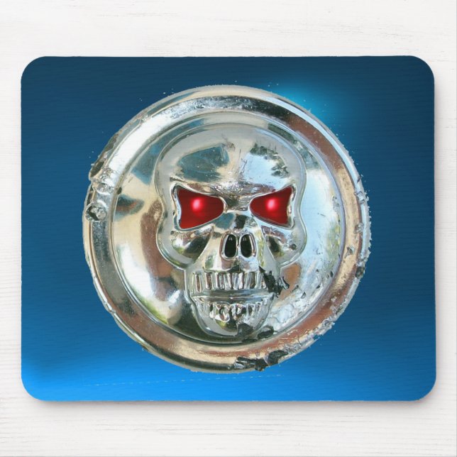CHROME SKULL , Blue sapphire Mouse Mat (Front)