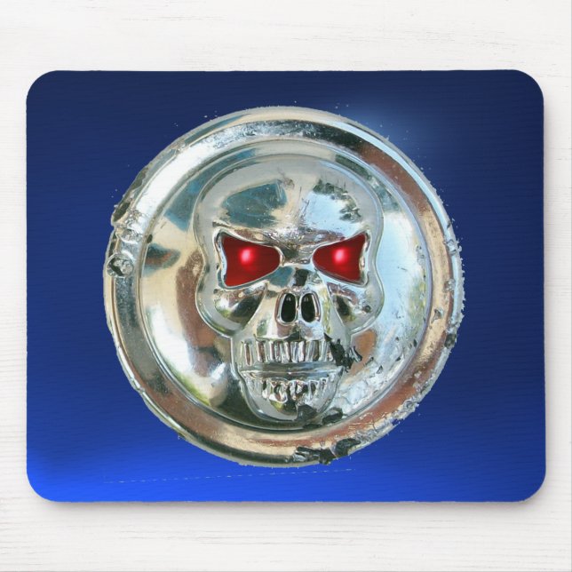 CHROME SKULL , Blue sapphire Mouse Mat (Front)