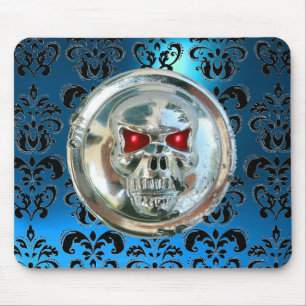 CHROME SKULL ,Damask, Blue Sapphire Mouse Mat