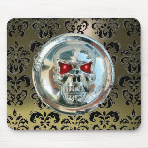 CHROME SKULL ,Damask, Grey Agate Mouse Mat