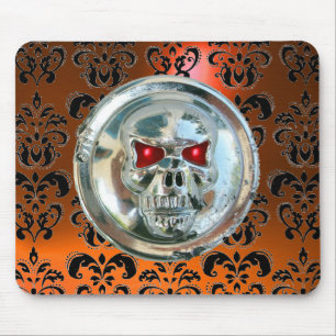CHROME SKULL ,Damask, Orange Agate Mouse Mat
