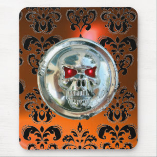 CHROME SKULL ,Damask, Orange Agate Mouse Mat