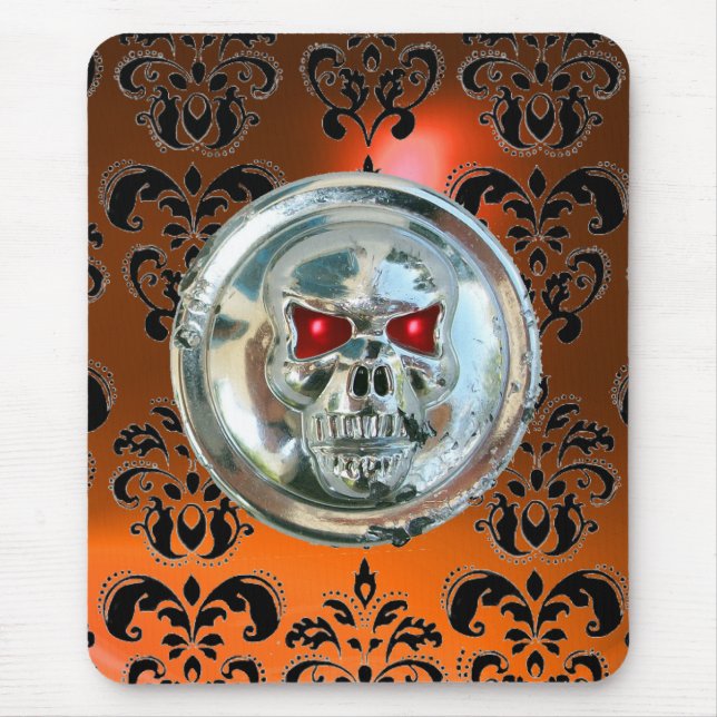 CHROME SKULL ,Damask, Orange Agate Mouse Mat (Front)