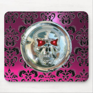 CHROME SKULL ,Damask, Pink Amethyst Mouse Mat