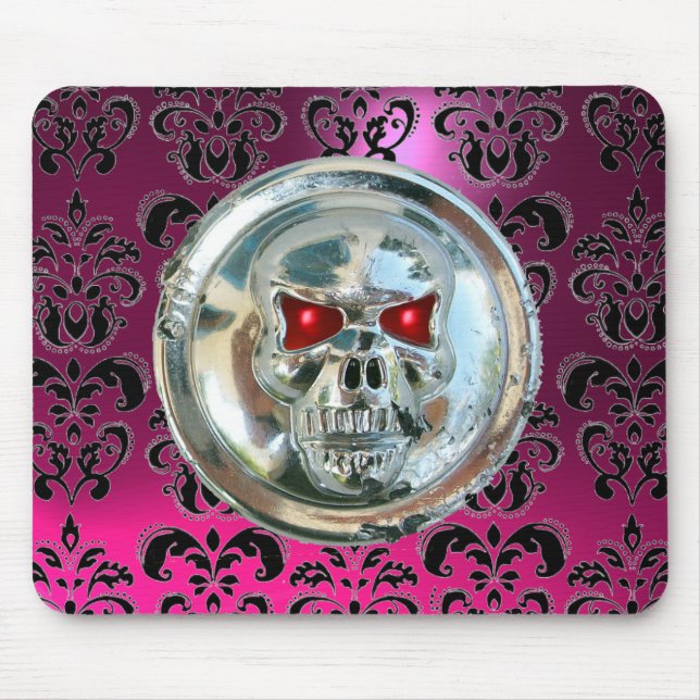 CHROME SKULL ,Damask, Pink Amethyst Mouse Mat (Front)