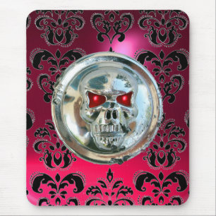 CHROME SKULL ,Damask Pink Ruby Mouse Mat