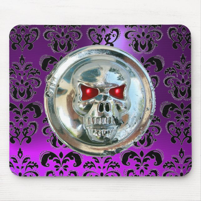 CHROME SKULL ,Damask, Purple Amethyst Mouse Mat (Front)