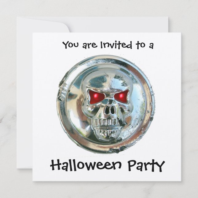 CHROME SKULL HALLOWEEN PARTY INVITATION (Front)