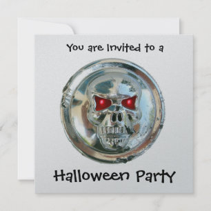 CHROME SKULL HALLOWEEN PARTY INVITATION