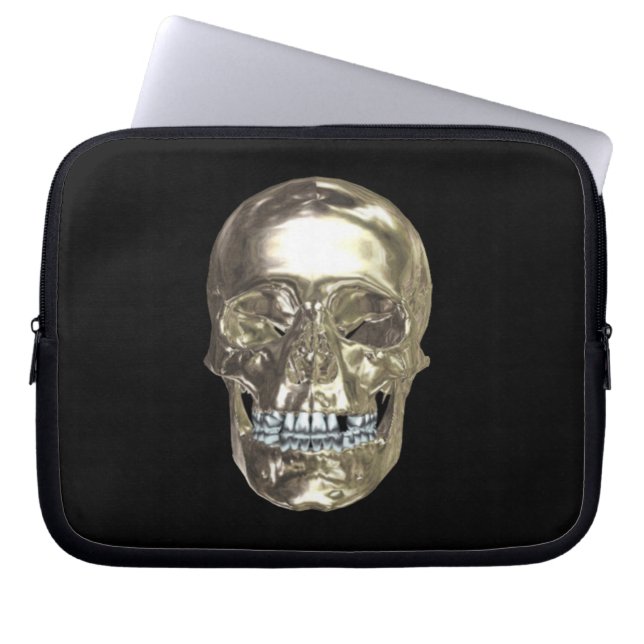 Chrome Skull Laptop Sleeve (Front)