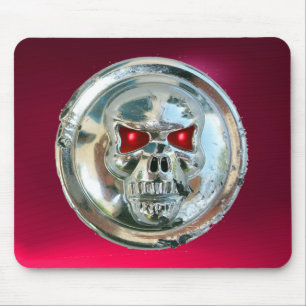 CHROME SKULL , Red Pink Ruby Mouse Mat