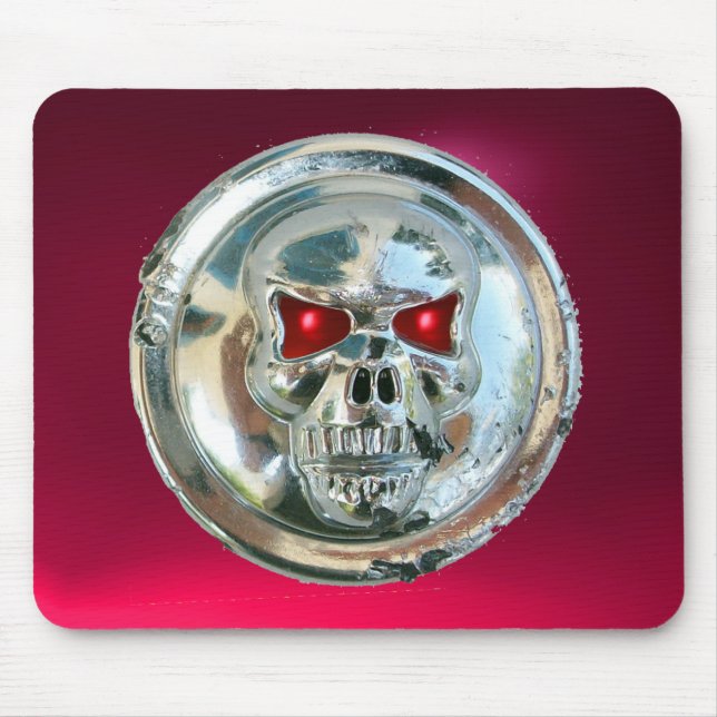 CHROME SKULL , Red Pink Ruby Mouse Mat (Front)