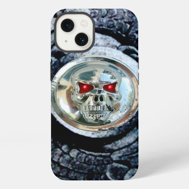 CHROME SKULL WITH FANTASY GRIFFINS iPhone CASE (Back)