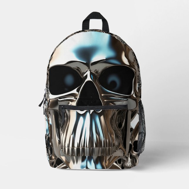 Chrome Skulls Printed Backpack (Front)