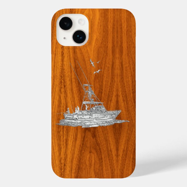 Chrome Sports Fishing on Teak Wood Case-Mate iPhone Case (Back)