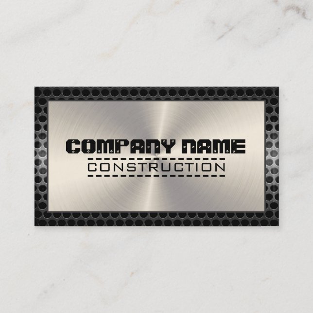 Chrome Stainless Elegant Modern Border Business Card (Front)