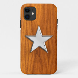 Chrome Star on Teak Veneer Print iPhone 11 Case