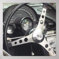 Chrome Steering wheel and black gages corvette