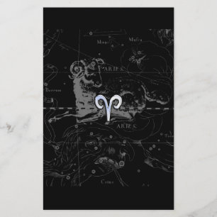 Chrome Style Aries Zodiac Sign on Hevelius Stationery