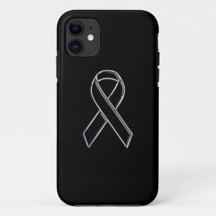 Chrome Style Black on Black Ribbon Awareness iPhone 11 Case