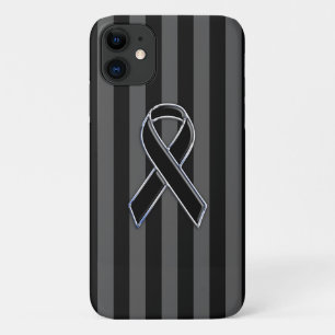 Chrome Style Black Ribbon Awareness iPhone 11 Case