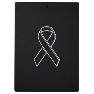 Chrome Style Black Ribbon Awareness Clipboard