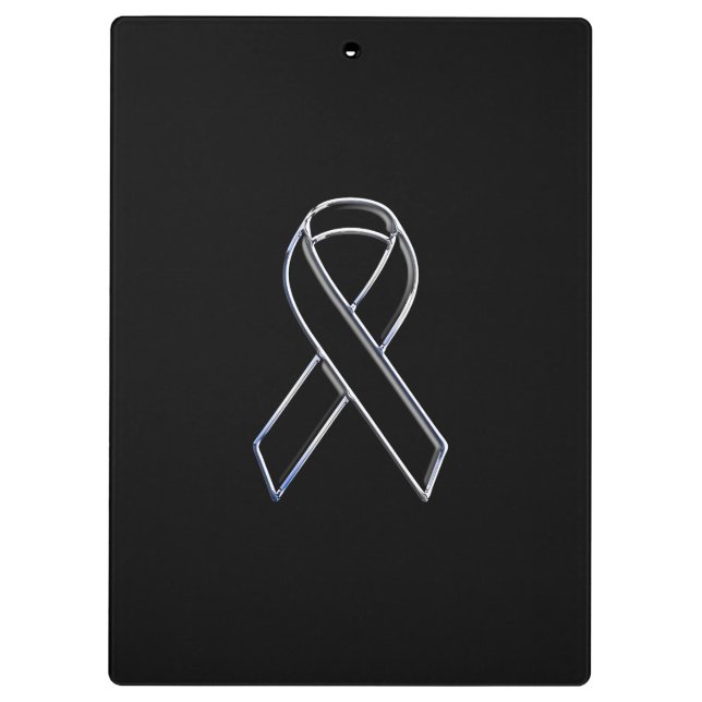 Chrome Style Black Ribbon Awareness Clipboard (Back)