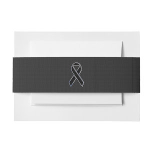 Chrome Style Black Ribbon Awareness Decor Invitation Belly Band