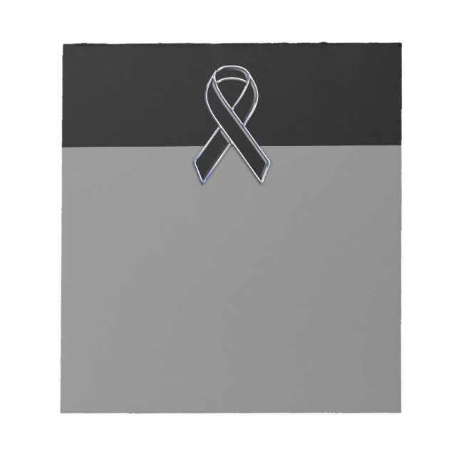 Chrome Style Black Ribbon Awareness on Black Notepad (Front)