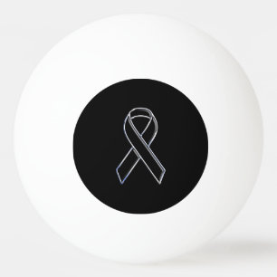 Chrome Style Black Ribbon Awareness on Black Ping Pong Ball