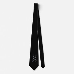 Chrome Style Black Ribbon Awareness Tie