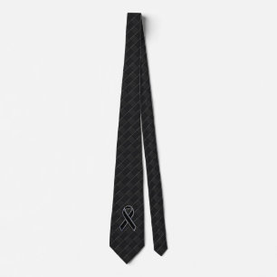 Chrome Style Black Ribbon Awareness Tie