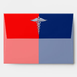 Chrome Style Caduceus Medical Symbol League Envelope