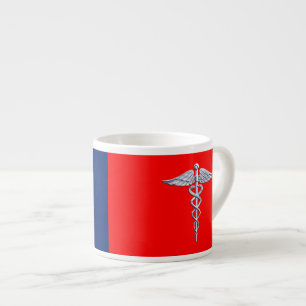 Chrome Style Caduceus Medical Symbol League Espresso Cup
