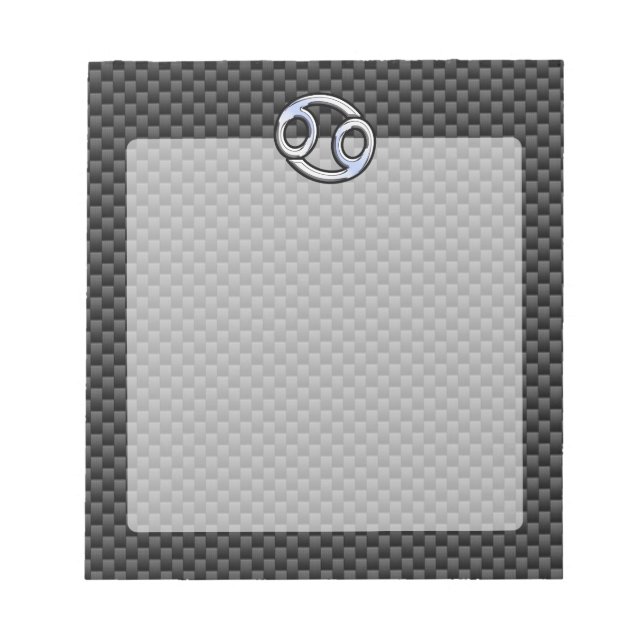 Chrome Style Cancer Zodiac Sign Carbon Fibre Print Notepad (Front)