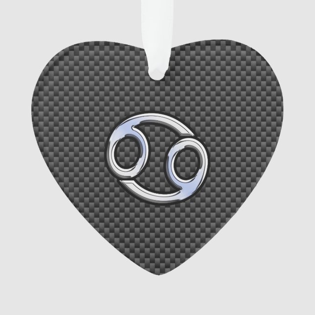 Chrome Style Cancer Zodiac Sign Carbon Fibre Print Ornament (Front)