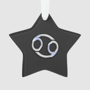 Chrome Style Cancer Zodiac Symbol Ornament