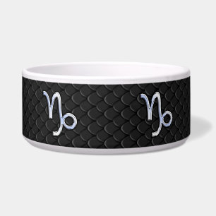 Chrome Style Capricorn Sign on Snake Skin Decor