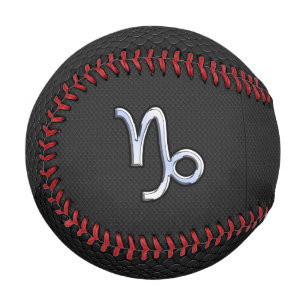 Chrome Style Capricorn Sign on Snake Skin Decor Baseball