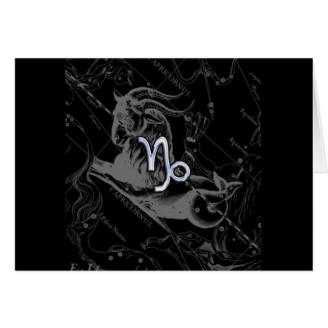 Chrome Style Capricorn Zodiac Sign on Hevelius (Front Horizontal)