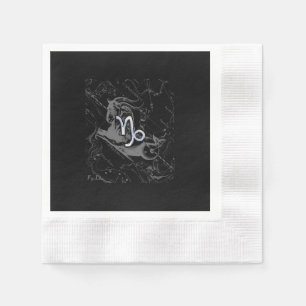 Chrome Style Capricorn Zodiac Sign on Hevelius Napkin