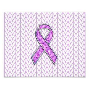 Chrome Style Crystal Pink Ribbon Awareness Knit Photo Print
