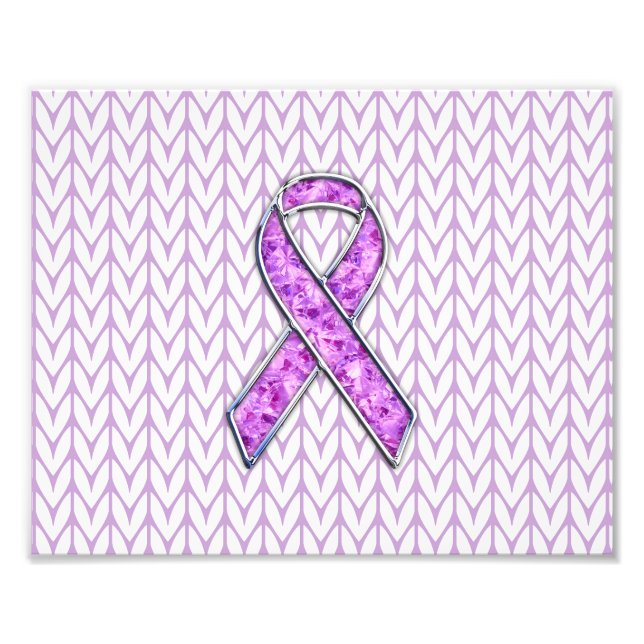 Chrome Style Crystal Pink Ribbon Awareness Knit Photo Print (Front)