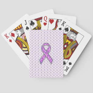 Chrome Style Crystal Pink Ribbon Awareness Knit Playing Cards