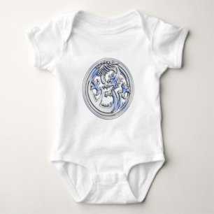 Chrome style Dragon badge on Carbon Fibre Print Baby Bodysuit