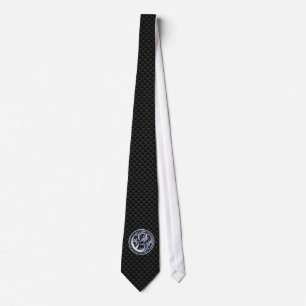 Chrome style Dragon badge on Carbon Fibre Print Tie