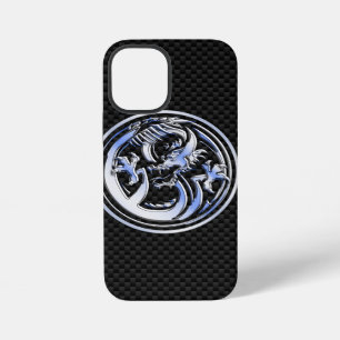 Chrome style Dragon Crest Carbon Fibre Print iPhone 12 Mini Case