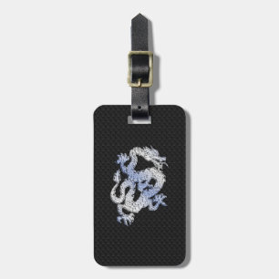 Chrome Style Dragon in Black Snake Skin Print Luggage Tag